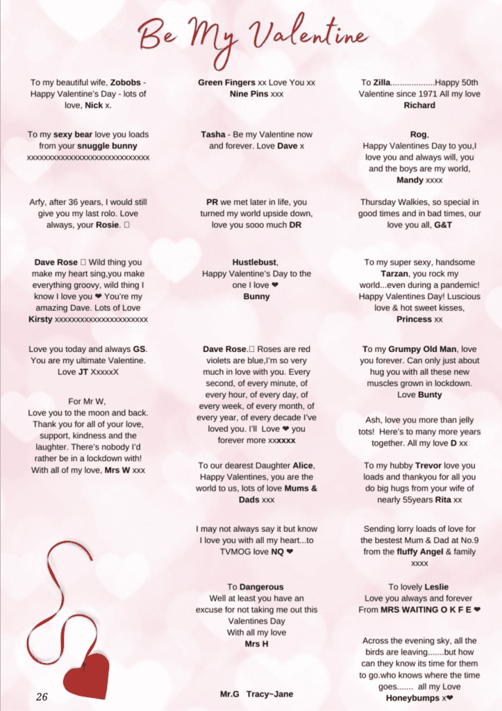 Blackmore Vale Valentine's messages page 3