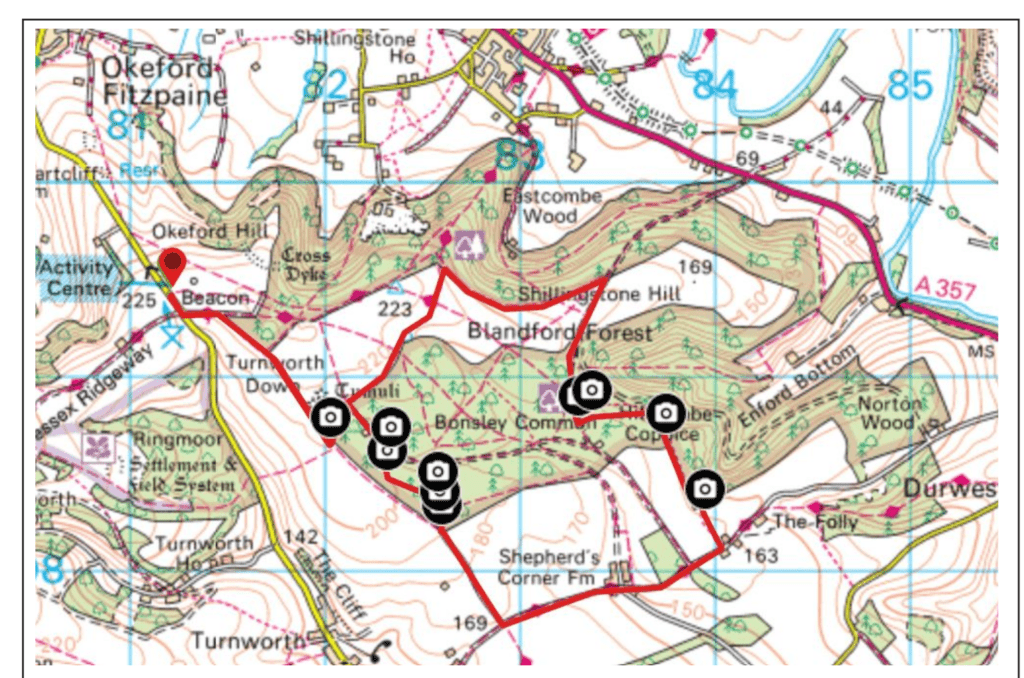 Okeford Hill Circular Walk Map