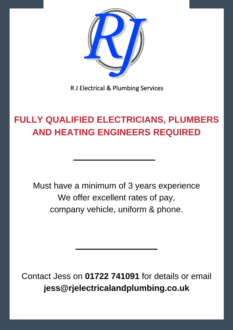 FULLY QUALIFIED ELECTRICIANS, PLUMBERS AND HEATING ENGINEERS REQUIRED